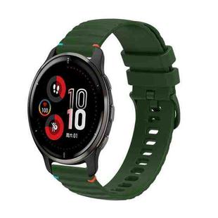 For Garmin Venu 2 Plus Wavy Dotted Stitched 20mm Silicone Watch Band(Army Green)