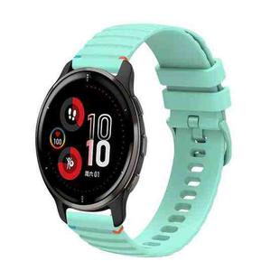 For Garmin Venu 2 Plus Wavy Dotted Stitched 20mm Silicone Watch Band(Teal Green)