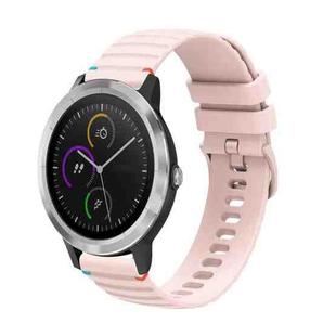 For Garmin Vivoactive 3 Wavy Dotted Stitched 20mm Silicone Watch Band(Rose Pink)