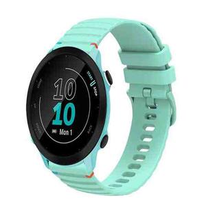 For Garmin Forerunner 55 Wavy Dotted Stitched 20mm Silicone Watch Band(Teal Green)