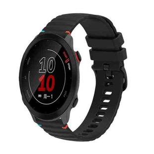 For Garmin Forerunner 158 Wavy Dotted Stitched 20mm Silicone Watch Band(Black)