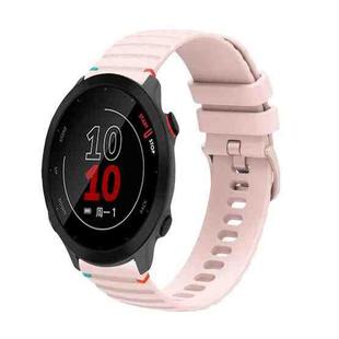 For Garmin Forerunner 158 Wavy Dotted Stitched 20mm Silicone Watch Band(Rose Pink)