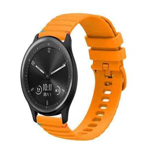 For Garmin Vivomove Wavy Dotted Stitched 20mm Silicone Watch Band(Amber Yellow)