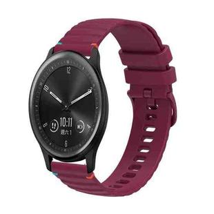 For Garmin Vivomove Wavy Dotted Stitched 20mm Silicone Watch Band(Wine Red)