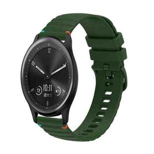 For Garmin Vivomove Wavy Dotted Stitched 20mm Silicone Watch Band(Army Green)