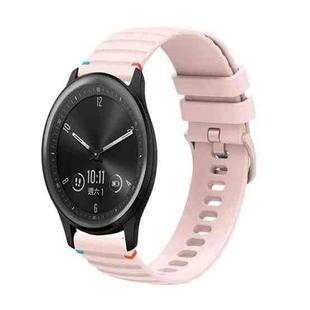 For Garmin Vivomove Wavy Dotted Stitched 20mm Silicone Watch Band(Rose Pink)