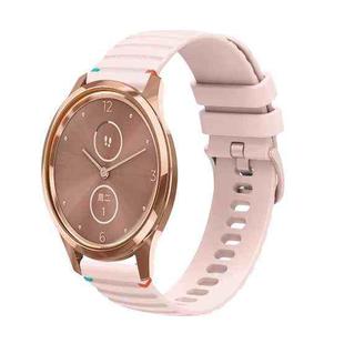 For Garmin Vivomove Luxe Wavy Dotted Stitched 20mm Silicone Watch Band(Rose Pink)