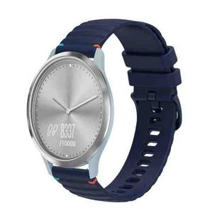 For Garmin Vivomove HR Sport Wavy Dotted Stitched 20mm Silicone Watch Band(Navy Blue)