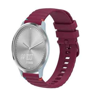 For Garmin Vivomove HR Sport Wavy Dotted Stitched 20mm Silicone Watch Band(Wine Red)