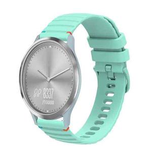 For Garmin Vivomove HR Sport Wavy Dotted Stitched 20mm Silicone Watch Band(Teal Green)