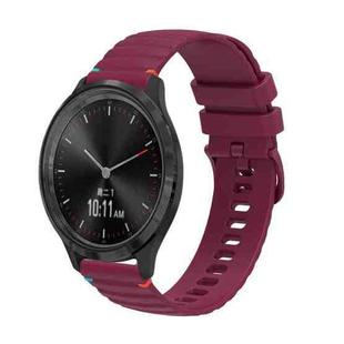 For Garmin Vivomove 3 Wavy Dotted Stitched 20mm Silicone Watch Band(Wine Red)