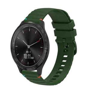 For Garmin Vivomove 3 Wavy Dotted Stitched 20mm Silicone Watch Band(Army Green)