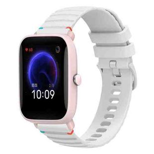 For Amazfit Bip U Wavy Dotted Stitched 20mm Silicone Watch Band(White)