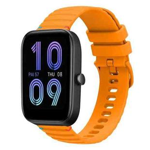 For Amazfit Bip 3 Pro Wavy Dotted Stitched 20mm Silicone Watch Band(Amber Yellow)