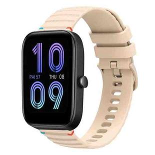 For Amazfit Bip 3 Pro Wavy Dotted Stitched 20mm Silicone Watch Band(Cream Coloured)