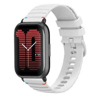 For Amazfit Active Wavy Dotted Stitched 20mm Silicone Watch Band(White)