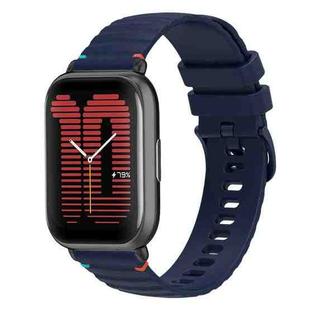 For Amazfit Active Wavy Dotted Stitched 20mm Silicone Watch Band(Navy Blue)