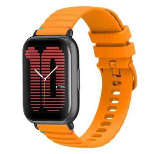 For Amazfit Active Wavy Dotted Stitched 20mm Silicone Watch Band(Amber Yellow)