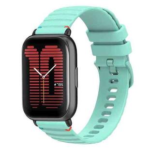 For Amazfit Active Wavy Dotted Stitched 20mm Silicone Watch Band(Teal Green)