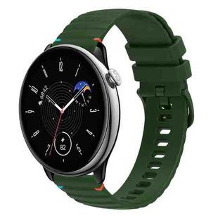 For Amazfit GTR Mini Wavy Dotted Stitched 20mm Silicone Watch Band(Army Green)