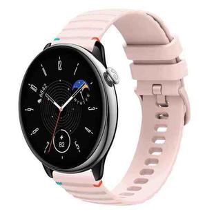 For Amazfit GTR Mini Wavy Dotted Stitched 20mm Silicone Watch Band(Rose Pink)