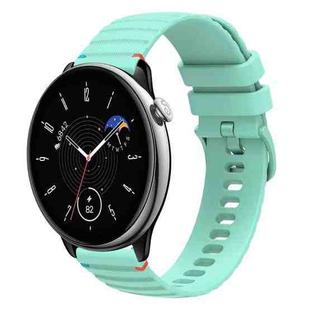 For Amazfit GTR Mini Wavy Dotted Stitched 20mm Silicone Watch Band(Teal Green)