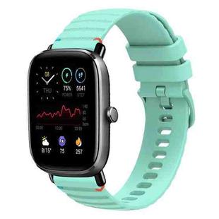 For Amazfit GTS4 Mini Wavy Dotted Stitched 20mm Silicone Watch Band(Teal Green)