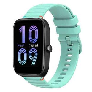 For Amazfit Bip 3 Wavy Dotted Stitched 20mm Silicone Watch Band(Teal Green)