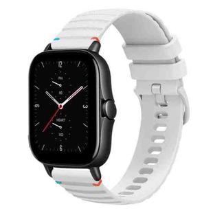For Amazfit GTS 2e Wavy Dotted Stitched 20mm Silicone Watch Band(White)