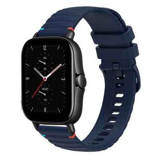 For Amazfit GTS 2e Wavy Dotted Stitched 20mm Silicone Watch Band(Navy Blue)