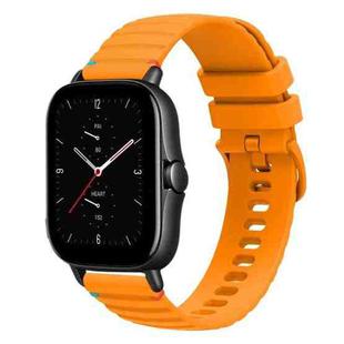 For Amazfit GTS 2e Wavy Dotted Stitched 20mm Silicone Watch Band(Amber Yellow)