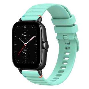 For Amazfit GTS 2e Wavy Dotted Stitched 20mm Silicone Watch Band(Teal Green)