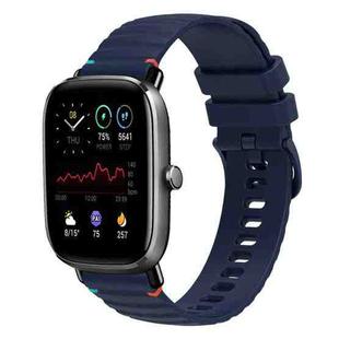 For Amazfit GTS 2 Mini Wavy Dotted Stitched 20mm Silicone Watch Band(Navy Blue)