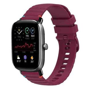 For Amazfit GTS 2 Mini Wavy Dotted Stitched 20mm Silicone Watch Band(Wine Red)