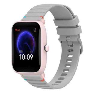 For Amazfit Pop Pro Wavy Dotted Stitched 20mm Silicone Watch Band(Gray)