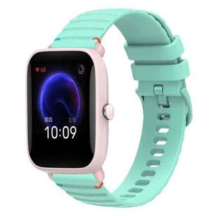 For Amazfit Pop Pro Wavy Dotted Stitched 20mm Silicone Watch Band(Teal Green)