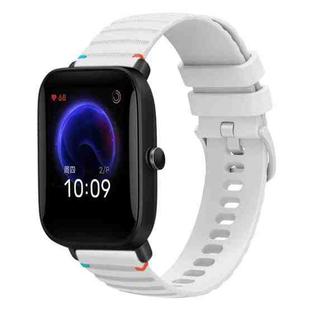 For Amazfit Pop Wavy Dotted Stitched 20mm Silicone Watch Band(White)