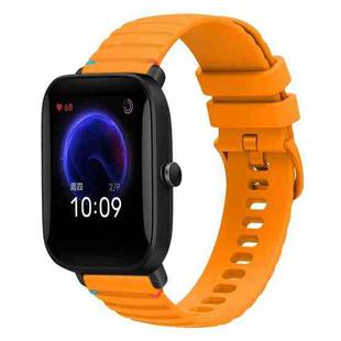 For Amazfit Pop Wavy Dotted Stitched 20mm Silicone Watch Band(Amber Yellow)