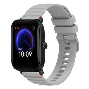 For Amazfit Pop Wavy Dotted Stitched 20mm Silicone Watch Band(Gray)