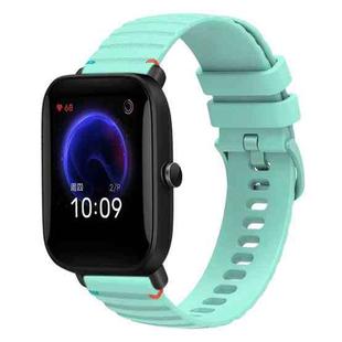 For Amazfit Pop Wavy Dotted Stitched 20mm Silicone Watch Band(Teal Green)