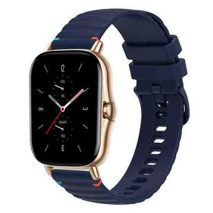 For Amazfit GTS 2 Wavy Dotted Stitched 20mm Silicone Watch Band(Navy Blue)