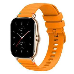 For Amazfit GTS 2 Wavy Dotted Stitched 20mm Silicone Watch Band(Amber Yellow)