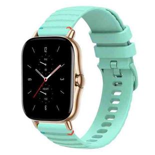 For Amazfit GTS 2 Wavy Dotted Stitched 20mm Silicone Watch Band(Teal Green)