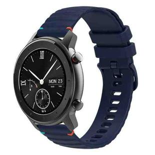 For Amazfit GTR 42mm Wavy Dotted Stitched 20mm Silicone Watch Band(Navy Blue)