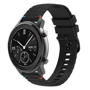 For Amazfit GTR 42mm Wavy Dotted Stitched 20mm Silicone Watch Band(Black)