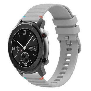 For Amazfit GTR 42mm Wavy Dotted Stitched 20mm Silicone Watch Band(Gray)