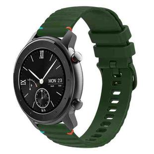 For Amazfit GTR 42mm Wavy Dotted Stitched 20mm Silicone Watch Band(Army Green)