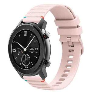 For Amazfit GTR 42mm Wavy Dotted Stitched 20mm Silicone Watch Band(Rose Pink)