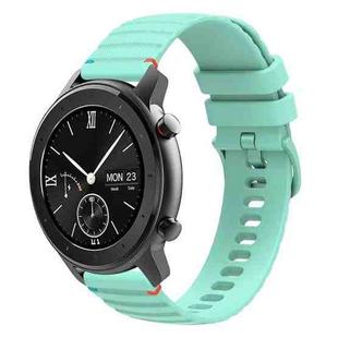 For Amazfit GTR 42mm Wavy Dotted Stitched 20mm Silicone Watch Band(Teal Green)