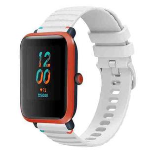 For Amazfit Bip S Wavy Dotted Stitched 20mm Silicone Watch Band(White)